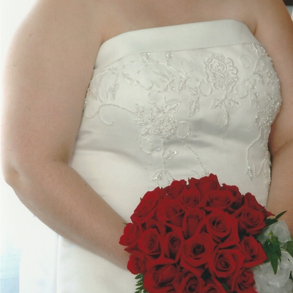 Plus Size Wedding Dress - size 22W White with beading and beautiful train - Picture 5 of 16